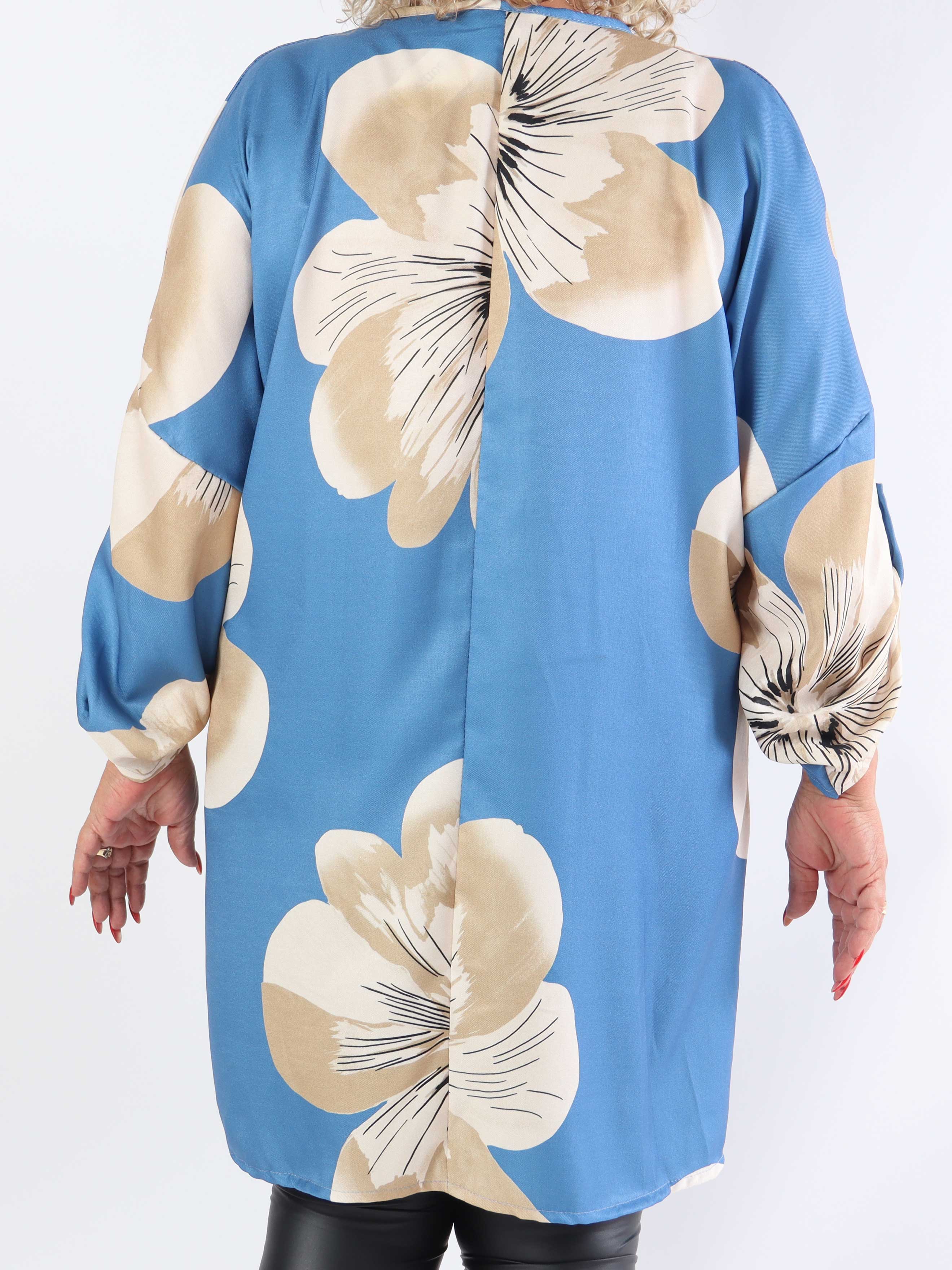 Aya L/S - Plus size kjole i viskose med blomster